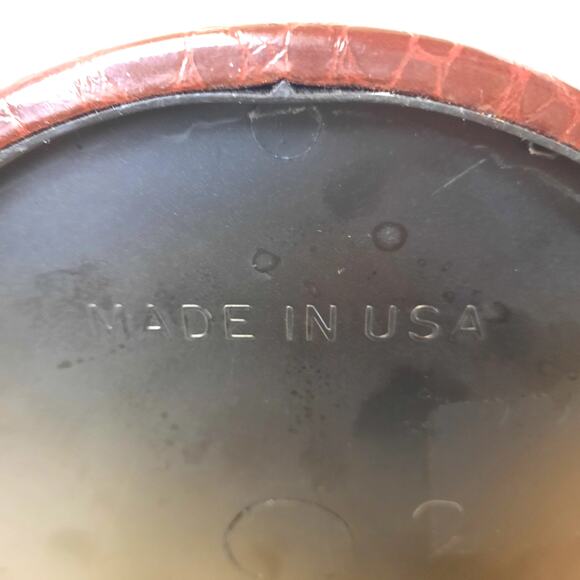 MID CENTURY MODERN VINTAGE BROWN VINYL ICE BUCKET WITH LID‎ & HANDLE MADE IN USA - Picture 7 of 9